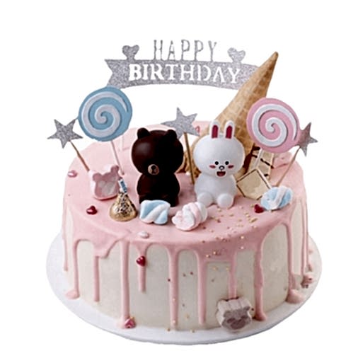 Fresh Cream Birthday Cake Brown Bear & Bunny