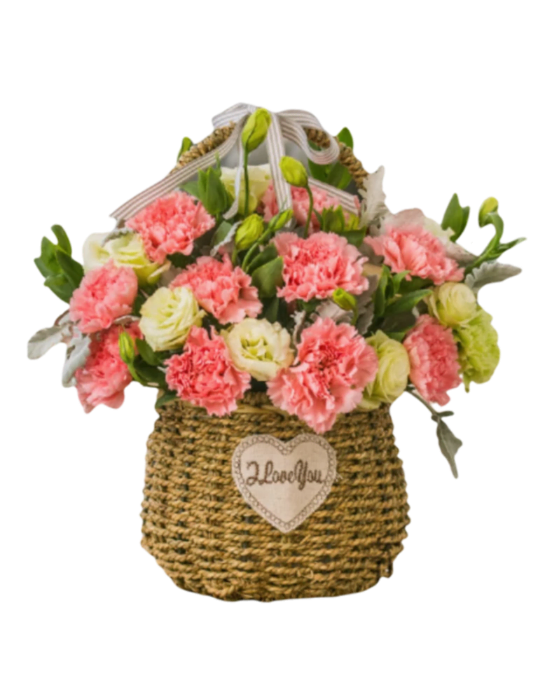 19 Pink Carnations in Basket a