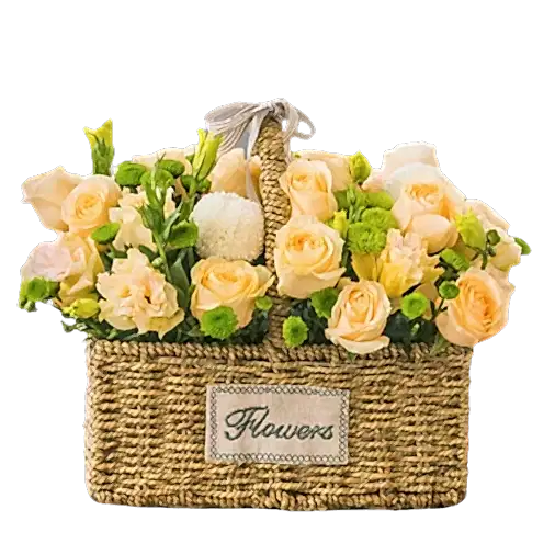Mixed Flowers Basket of Champagne 