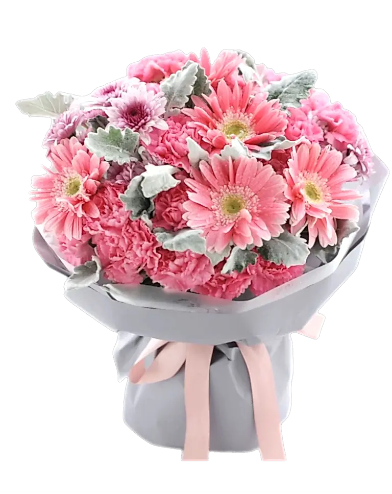 Mixed Flowers Bouquet of Pink Carnations, Gerbera etca