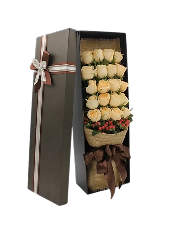 20 Champagne Roses in Luxury Boxa