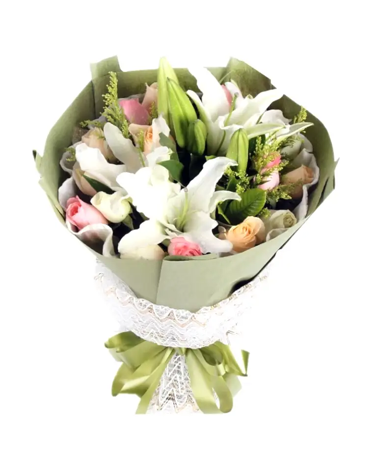 20 Mixed Roses with 6 liliesa
