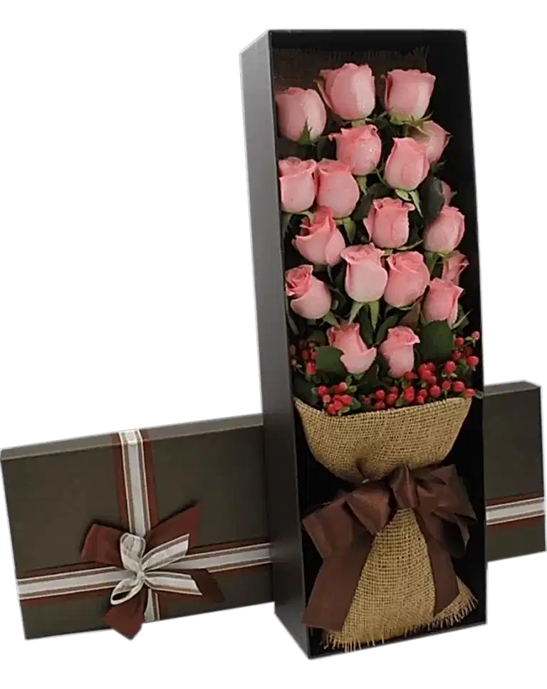 20 Pink Roses in Luxuy Boxa