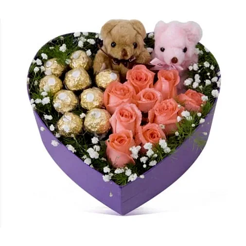 Pink Roses with Ferrero Rocher Chocolates 