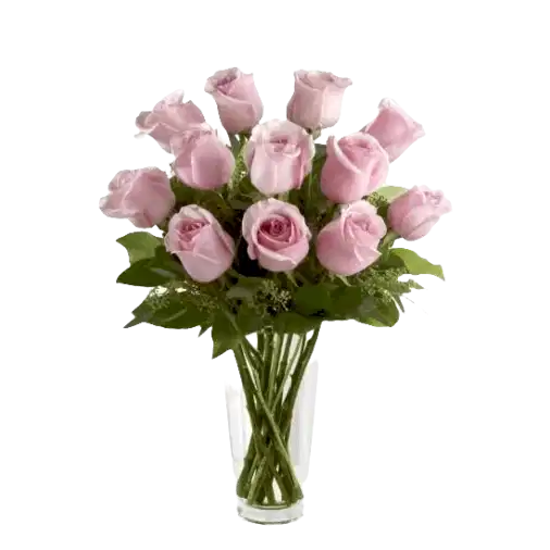 Dozen Pink Roses in Vase