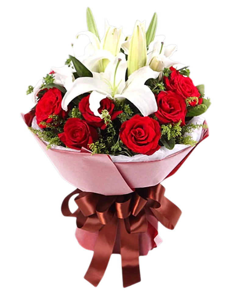 11 Red Roses with 4 liliesa