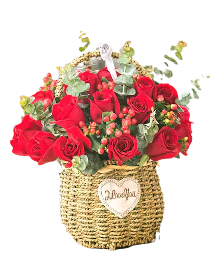 20 Red Roses in Basketa