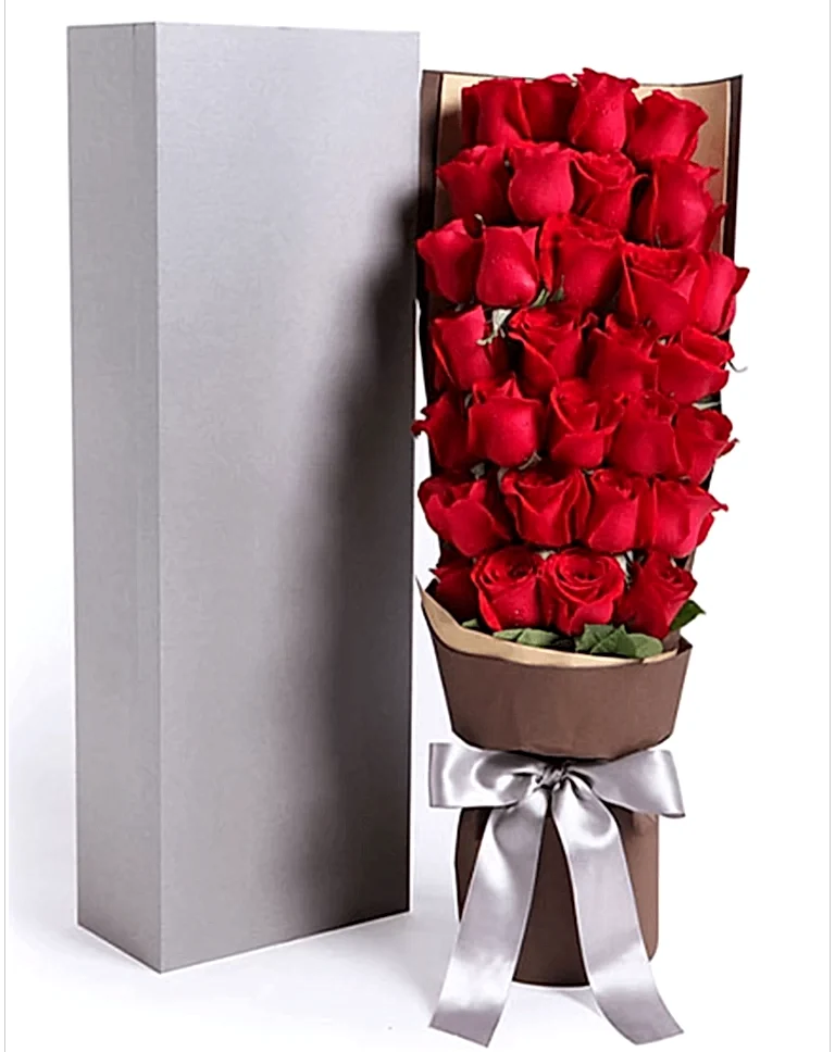 33 Red Roses in luxury boxa