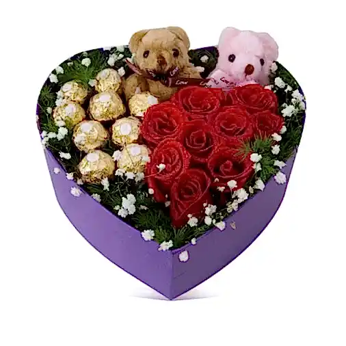 9 Red Roses with 9 Ferrero Rocher Chocolates 